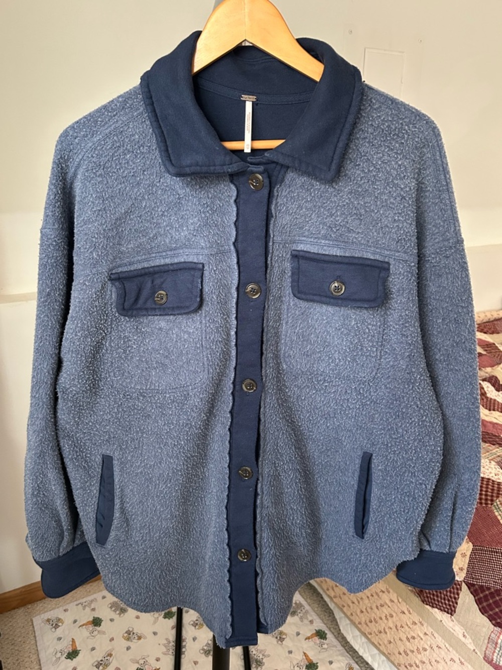 Free People Ruby Jacket Oversized Shacket Blue XS